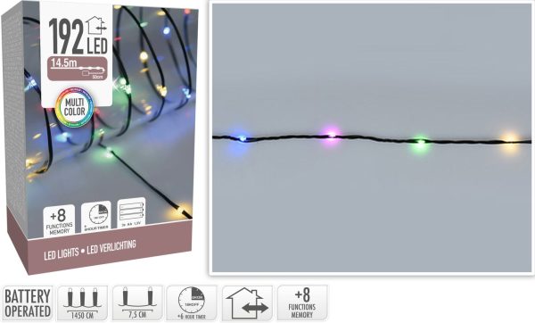 LED Verlichting 192 LED - multicolor - op batterij - 8 Lichtfuncties - Timer - Soft Wire