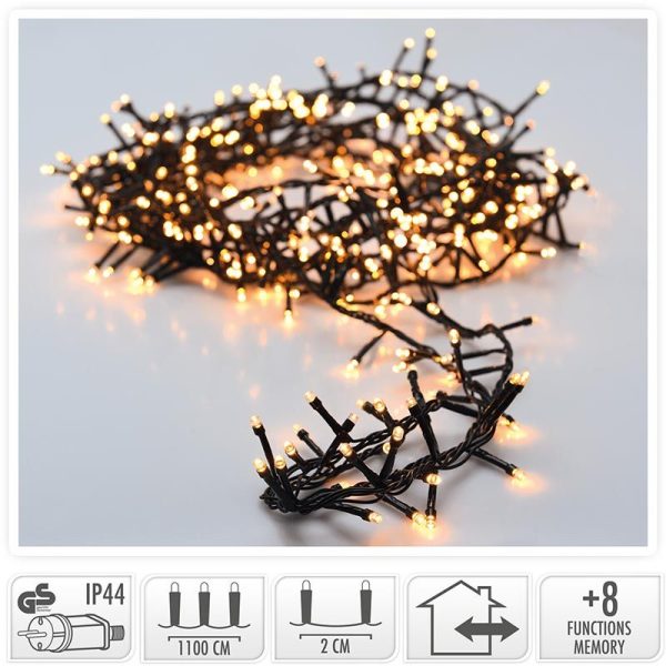 Micro Cluster 560 LED's -11 meter - warm wit - 8 functies + geheugen