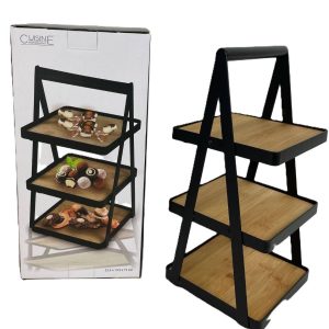 Etagere 3 lagen - bamboe - hoogte 32.5 cm