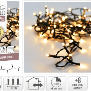 Kerstverlichting 24 led - 1.80m - extra warm wit - Batterij - Lichtfuncties - Geheugen - Timer