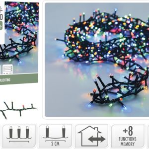 Micro Cluster 200 led - 4m - multicolor - Batterij - Lichtfuncties - Geheugen - Timer