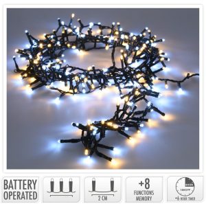 Micro Cluster 200 led - 4m - two tone adorable - Batterij - Lichtfuncties - Geheugen - Timer