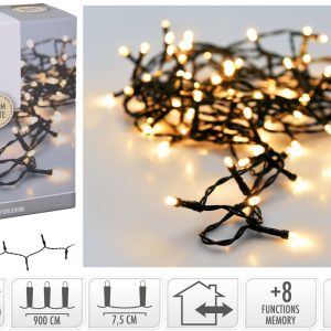 Kerstverlichting 120 led- 9m - warm wit - Timer - Lichtfuncties - Geheugen - Buiten