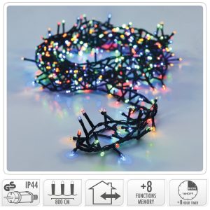 Microcluster - 400 led - 8m - multicolor - Timer - Lichtfuncties - Geheugen - Buiten