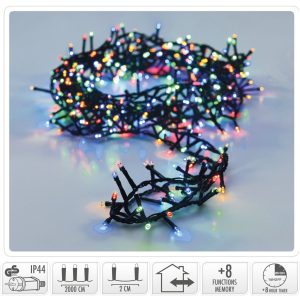 Microcluster - 1000 led - 20m - multicolor - Timer - Lichtfuncties - Geheugen - Buiten