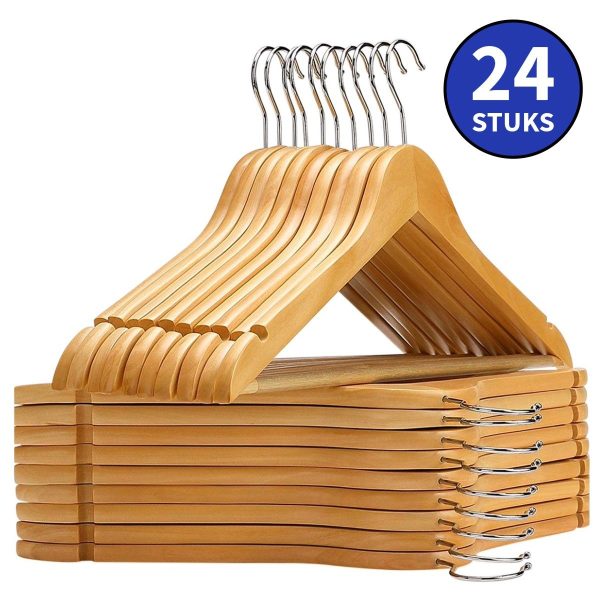 Ceruzo 24 Houten Kledinghangers - Naturel