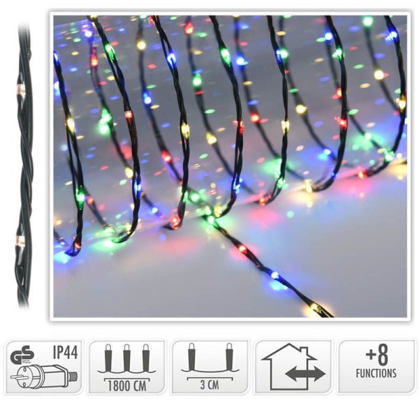 LED Verlichting 600 LED - 18 meter - multicolor - voor binnen en buiten - 8 Lichtfuncties - Soft Wire