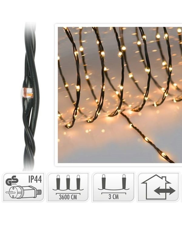 LED Verlichting 1200 LED - 36 meter - extra warm wit - voor binnen en buiten - 8 Lichtfuncties - Soft Wire