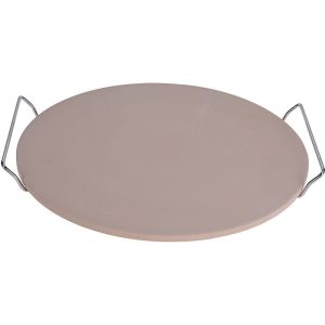 Pizza-baksteen 33cm met metalen houder