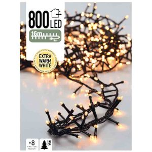 Micro Cluster 800 LED's -16 meter - extra warm wit - 8 functies + geheugen