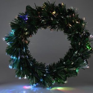 Kerstkrans met Verlichting - Fiber Optic - 50 cm - Multicolor - op Batterijen