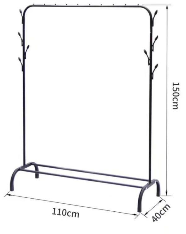 Ceruzo Garderoberek - 110x40x150 cm - Metaal - Zwart